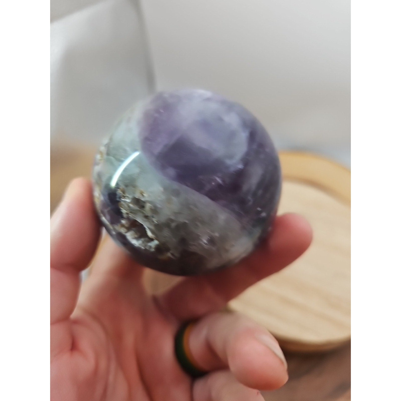 1.10lb Natural Rainbow Fluorite Quartz Crystal Sphere Ball Polished
