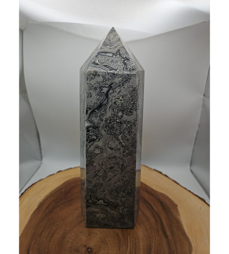 8.14lb Gray Crazy Lace & Shell Stone Jasper Crystal Tower