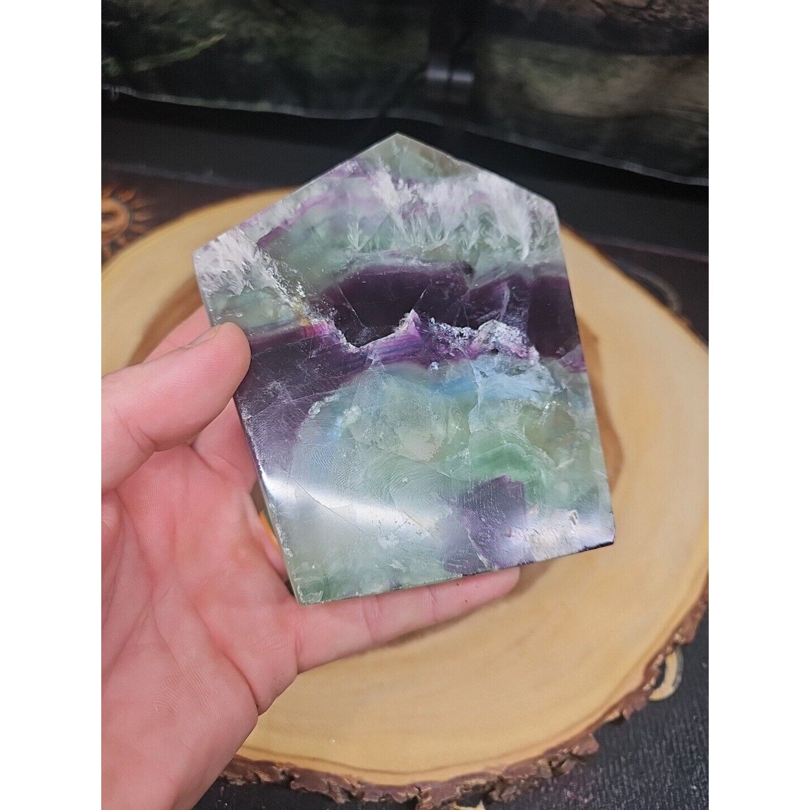 1.15LB Natural fluorite snowflake feather fluorite crystal quartz healing