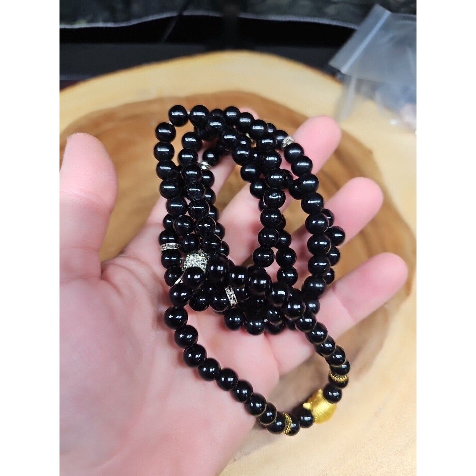 Natural Obsidian Stone Bracelets 5pc Set