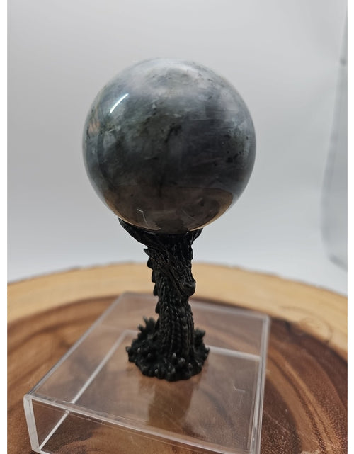 Load image into Gallery viewer, Rainbow Labradorite Sphere .45lb 53mm W/Dragon Stand

