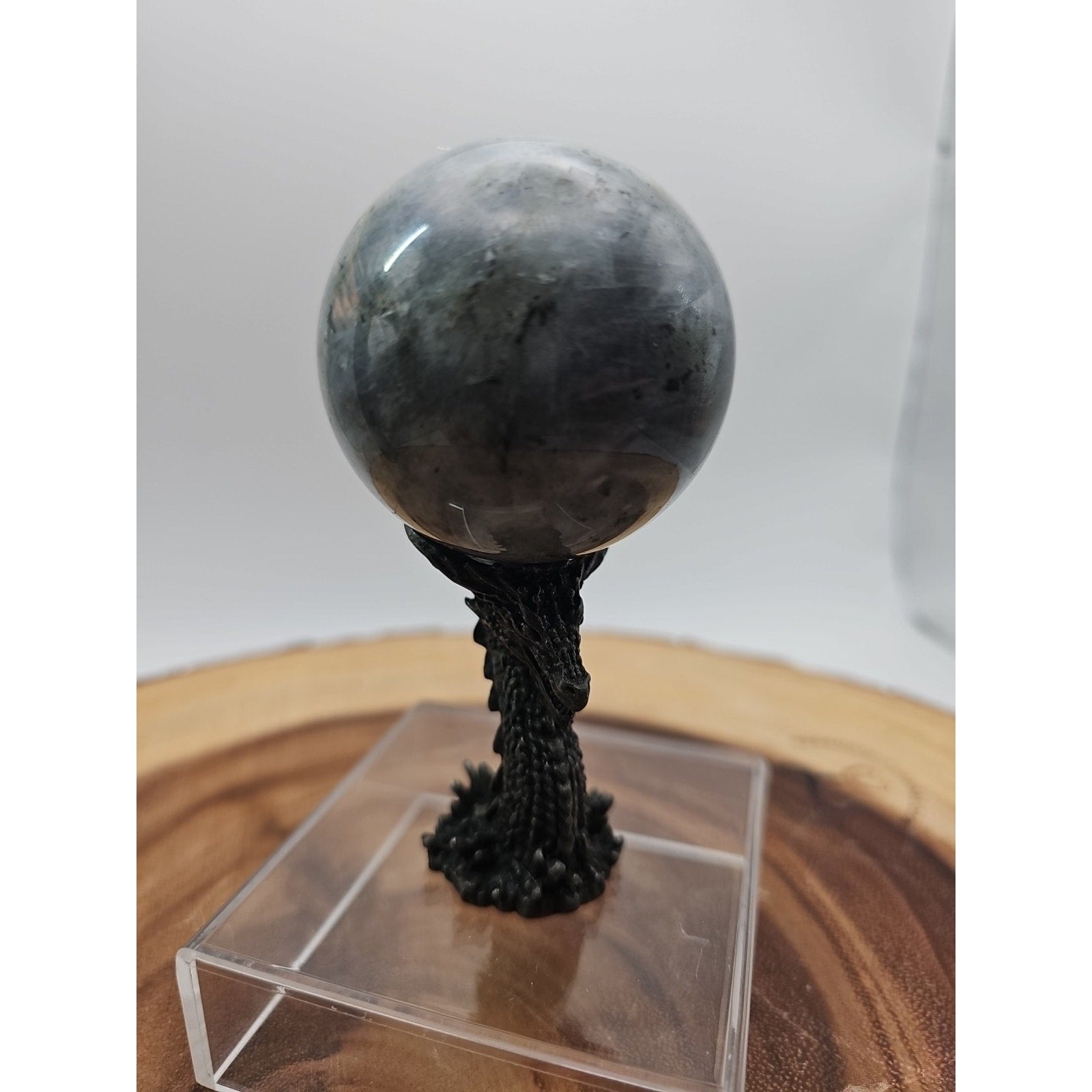 Rainbow Labradorite Sphere .45lb 53mm W/Dragon Stand