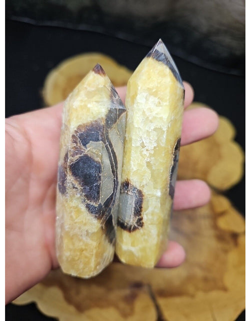 Load image into Gallery viewer, .59LB 2Pcs Natural Dragon Septarian Geode Quartz Cluster Crystal Point Healing
