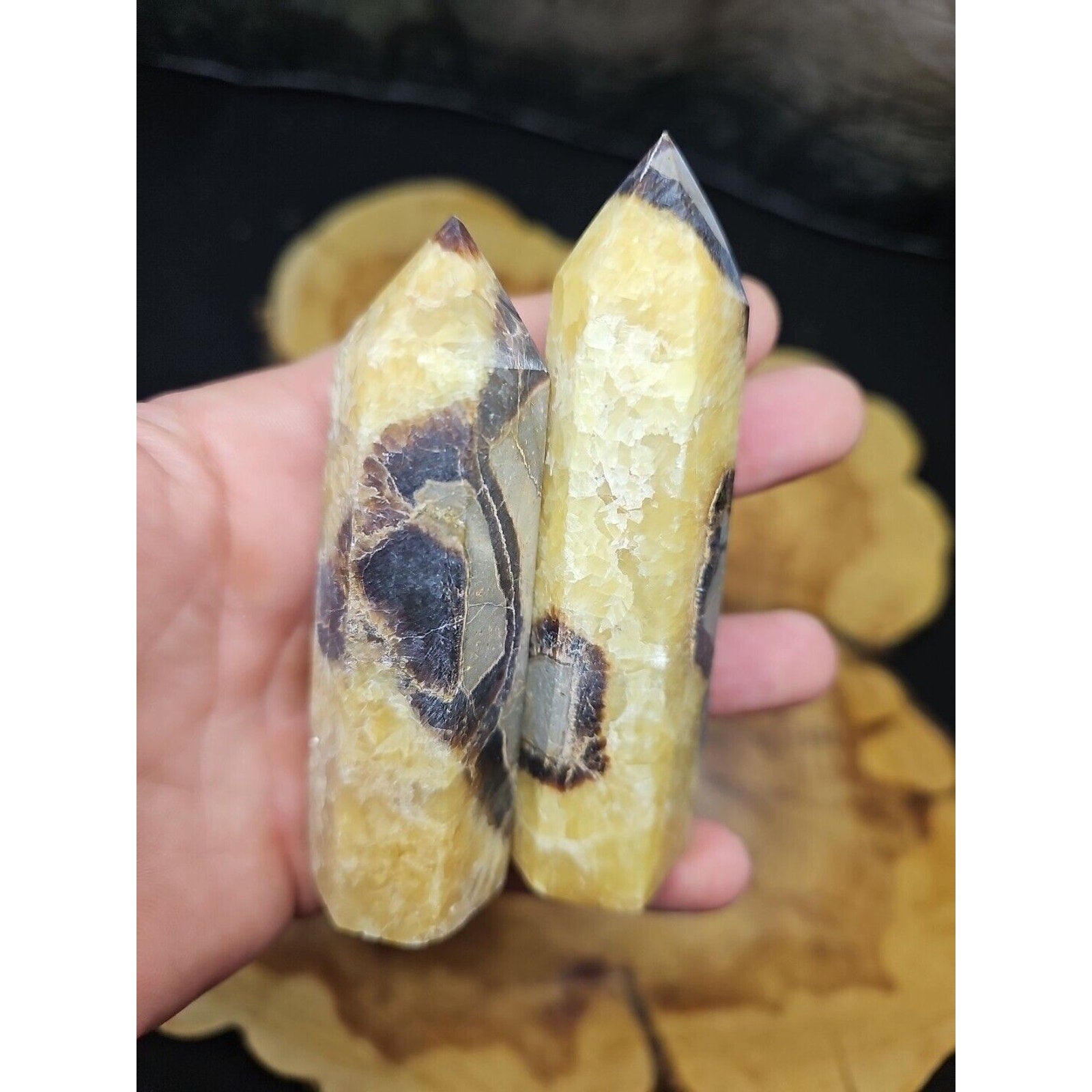 .59LB 2Pcs Natural Dragon Septarian Geode Quartz Cluster Crystal Point Healing