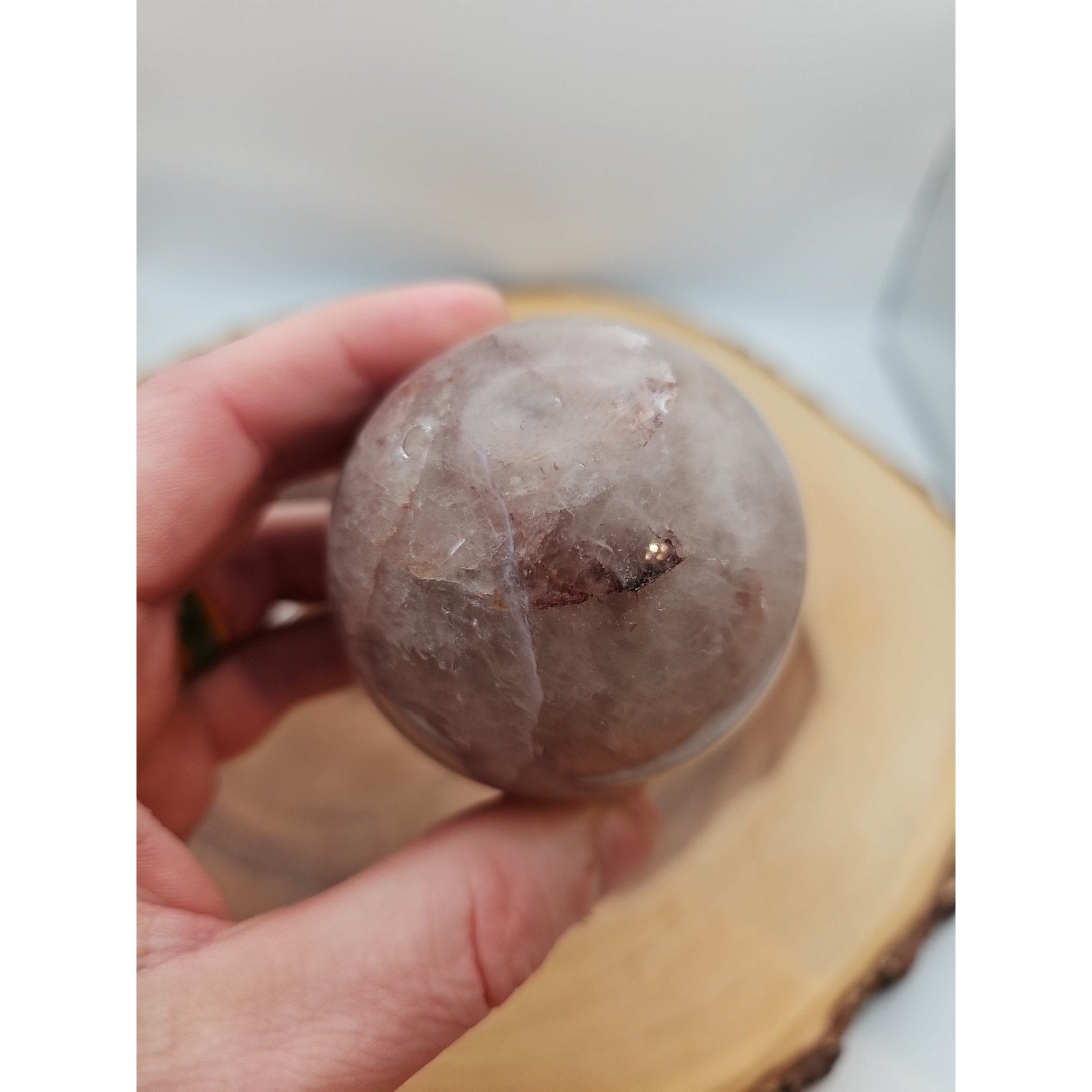 Fire Quartz Crystal Sphere 55-60mm W/stand 1 Each