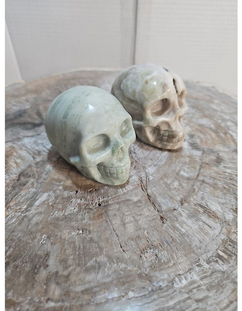 Load image into Gallery viewer, 2.18LB 2Pcs Natural Jasper Calcite Skulls Crystal Carving Mixed Stones Healing
