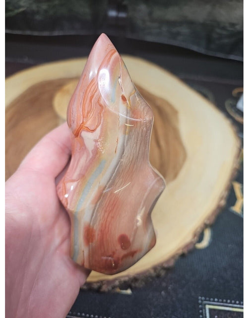 Load image into Gallery viewer, 1.15LB 1Pcs Natural Polychrome Ocean Jasper Crystal Flame Point Carved Healing

