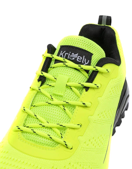 Load image into Gallery viewer, Kricely Men&#39;s Trail Running Shoes Fashion Walking Hiking Sneakers for Men Tennis Cross Training Shoe Outdoor Snearker Mens Casual Workout Footwear 7.5 Fluorescent Green
