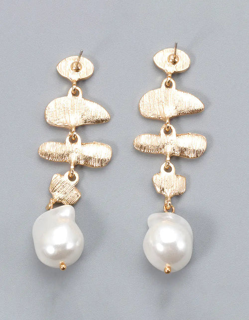 Load image into Gallery viewer, Abnormal Shape Zinc Alloy Synthetic Pearl Dangle Earrings
