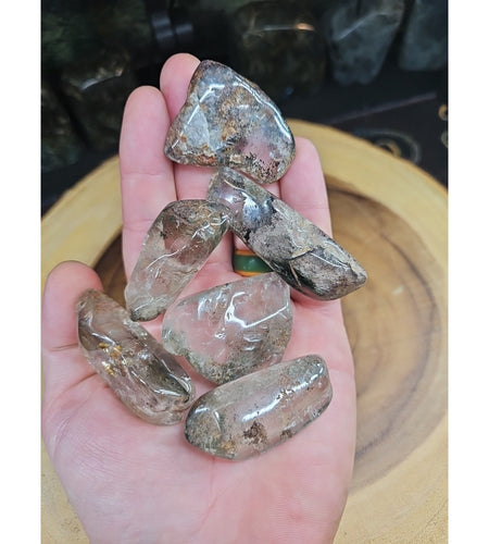 1Pcs XL Natural Phantom Ghost Clear Quartz Crystal Stone Tumble Brazil