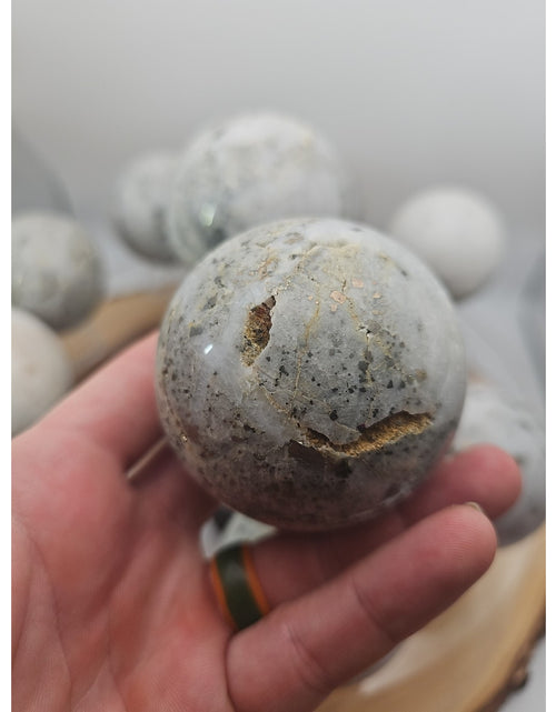 Load image into Gallery viewer, 1 Each Natural Golden Pyrite &amp; Jasper Crystal Sphere Ball Polished 55mm +
