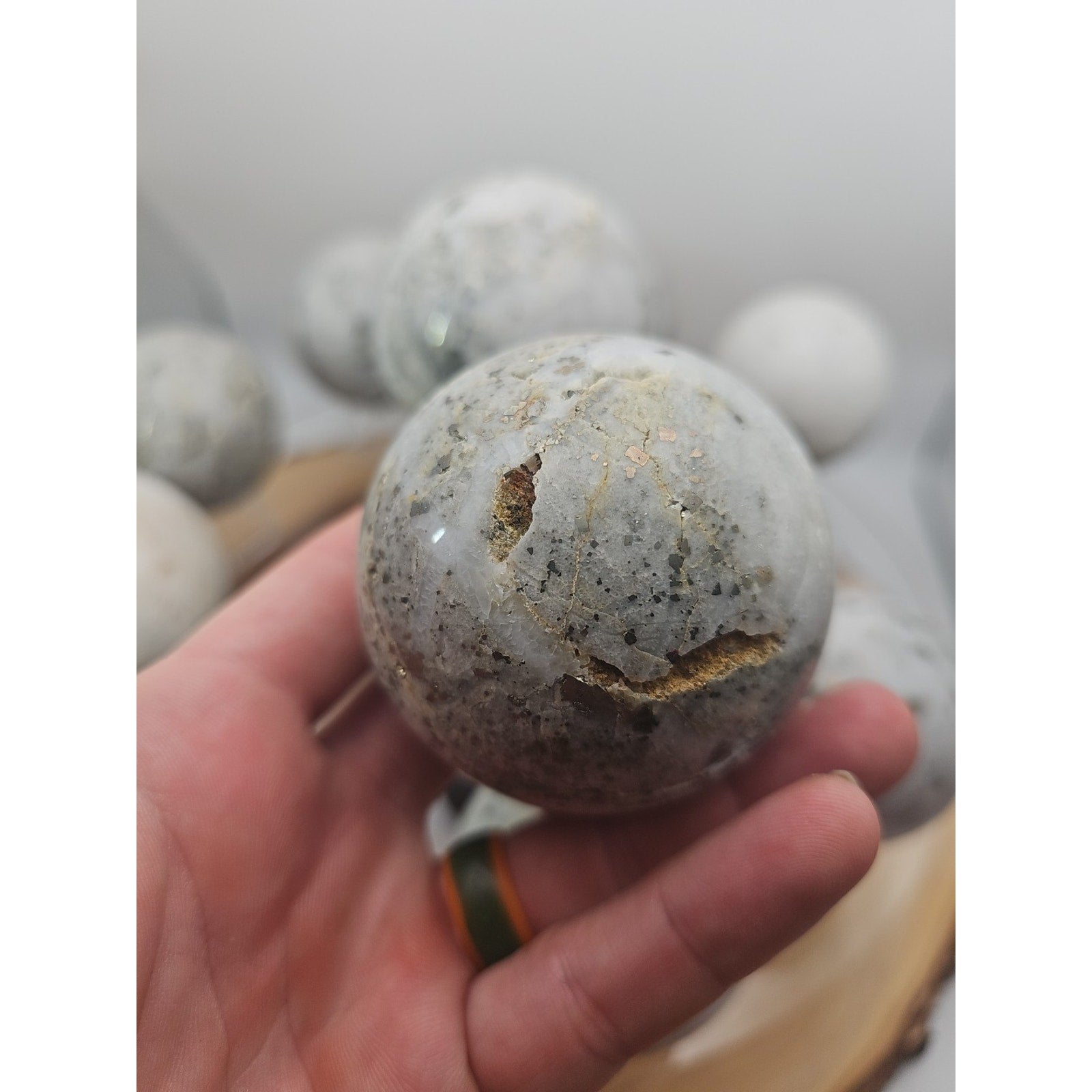 1 Each Natural Golden Pyrite & Jasper Crystal Sphere Ball Polished 55mm +