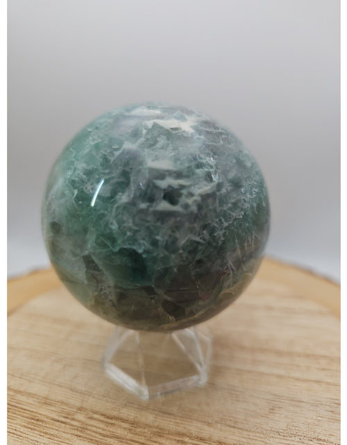 Load image into Gallery viewer, 1.16lb Natural Rainbow Fluorite Quartz Crystal Sphere Ball Polished
