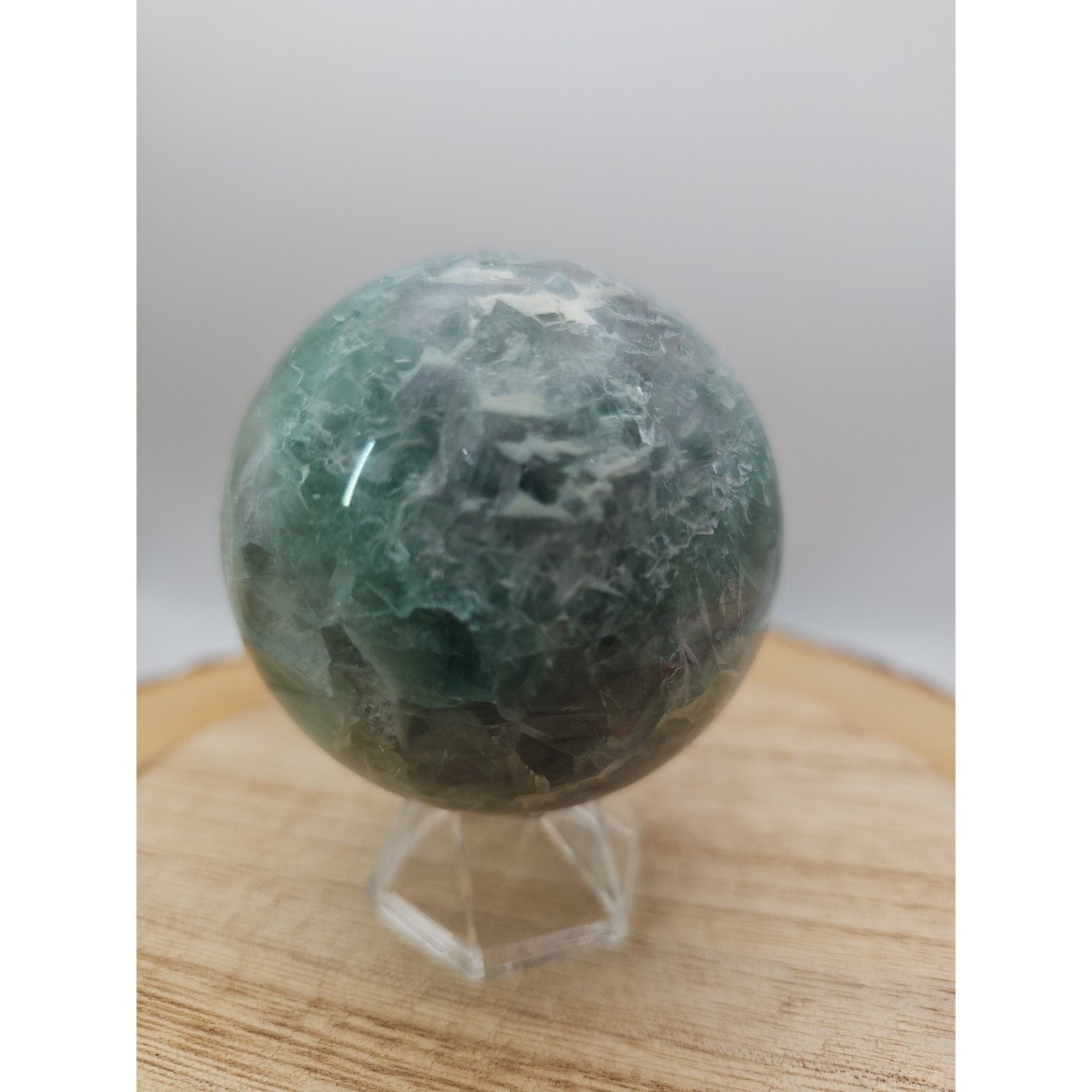 1.16lb Natural Rainbow Fluorite Quartz Crystal Sphere Ball Polished