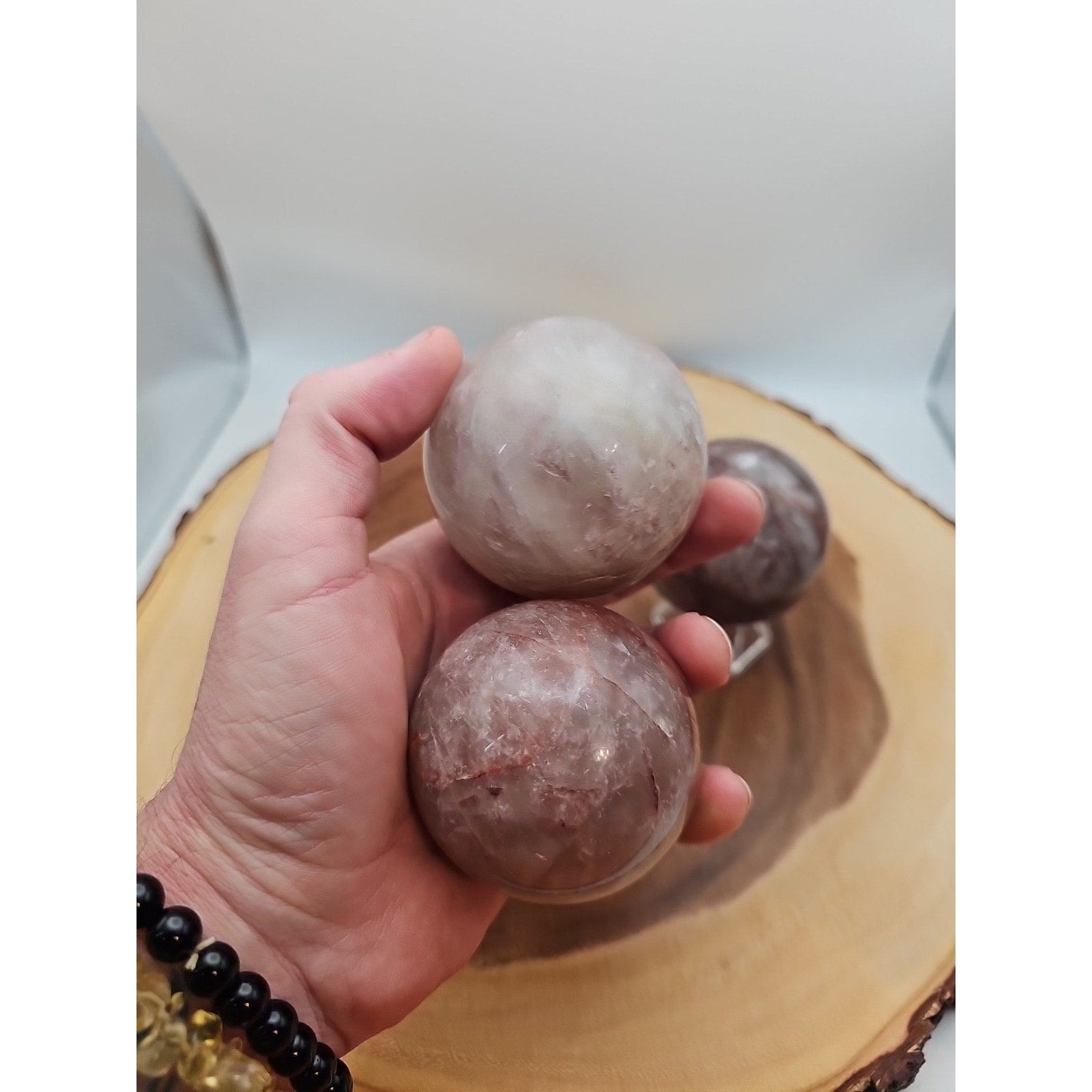 Fire Quartz Crystal Sphere 55-60mm W/stand 1 Each