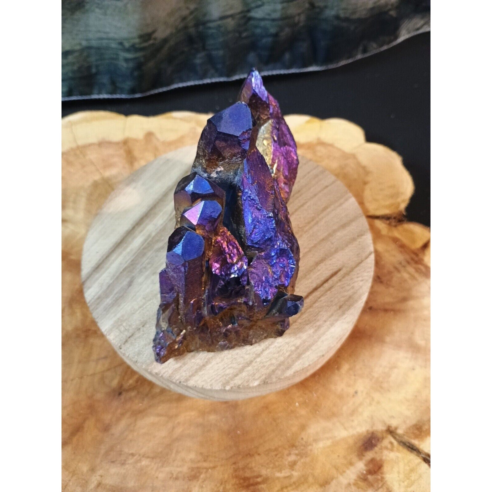 1.2lb Rainbow Aqua Aura Quartz Crystal Cluster Points Titanium Coating