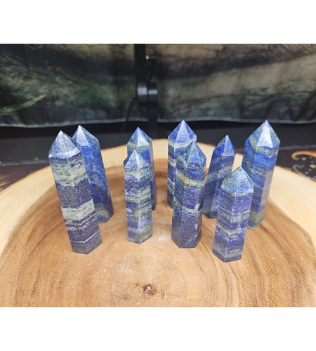 1 Each Natural Blue Lapis Lazuli & Pyrite Crystal Point Tower Brazil Rare