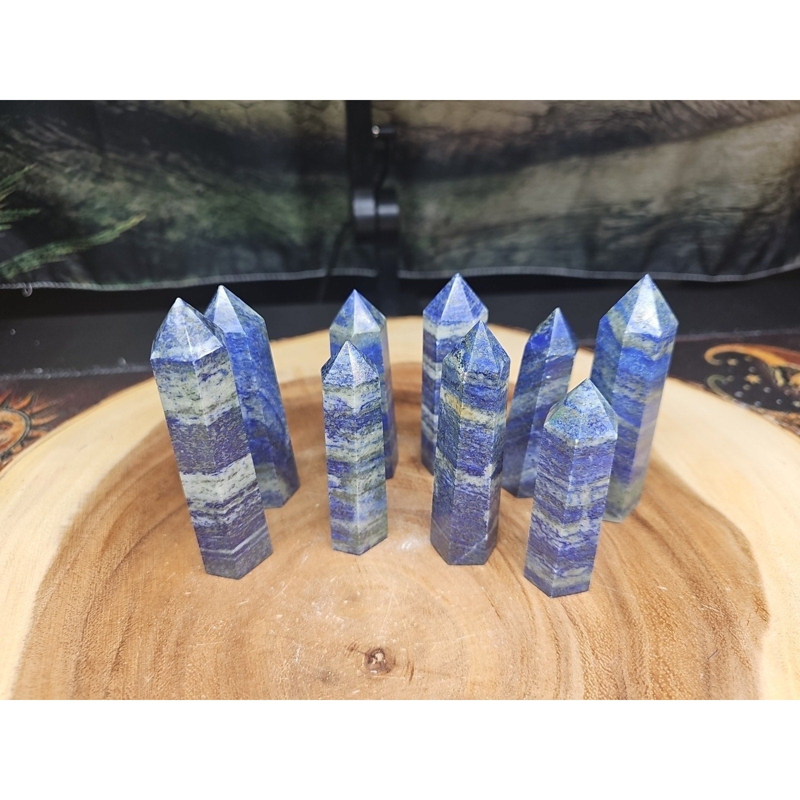 1 Each Natural Blue Lapis Lazuli & Pyrite Crystal Point Tower Brazil Rare