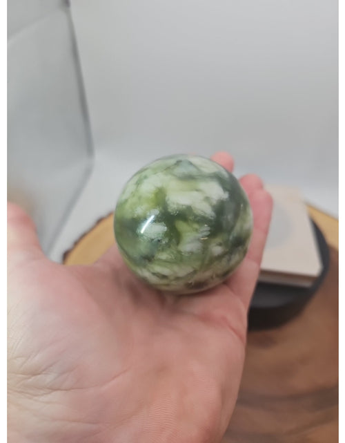 Load image into Gallery viewer, Green Ocean Jasper Sphere - 61mm, 318g - Stunning Crystal
