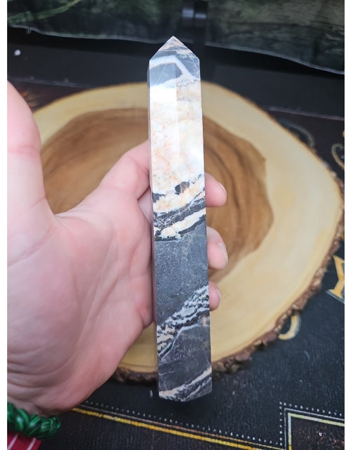 Load image into Gallery viewer, Zebra Stone Tower 390g 7.3/4 In Tall
