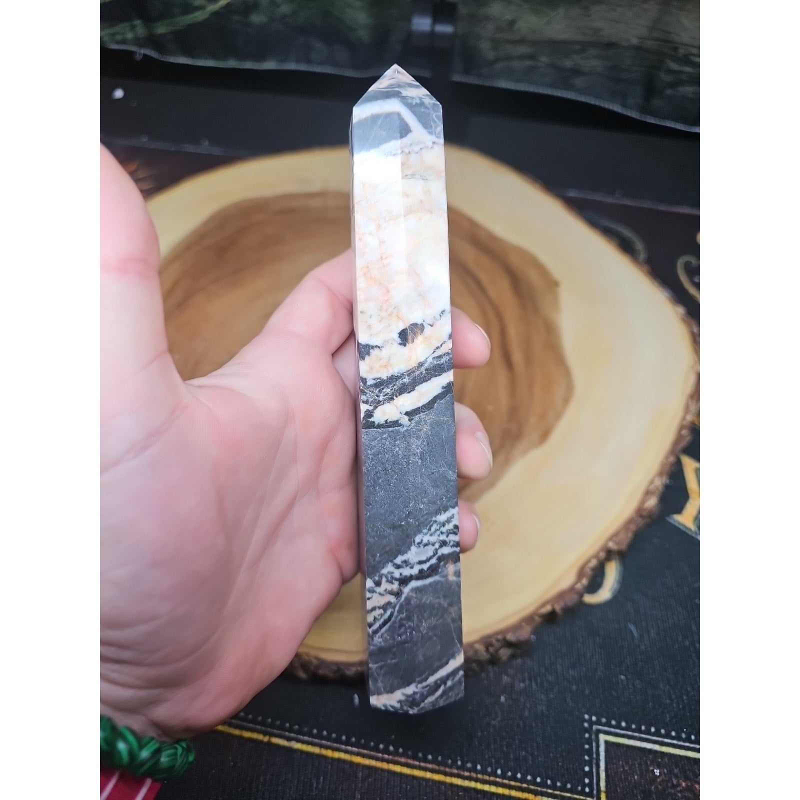 Zebra Stone Tower 390g 7.3/4 In Tall