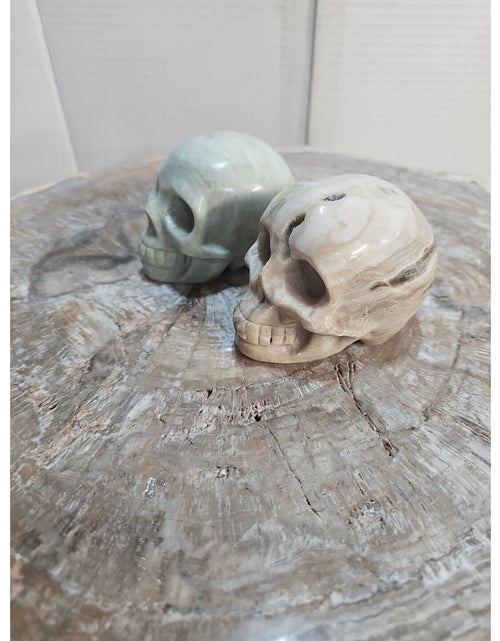 Load image into Gallery viewer, 2.18LB 2Pcs Natural Jasper Calcite Skulls Crystal Carving Mixed Stones Healing
