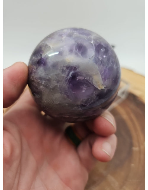 Load image into Gallery viewer, Amethyst Sphere .82lb 65mm W/Dragon Stand
