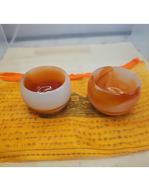 Load image into Gallery viewer, 2Pcs Manmade Art Agate Carnelian Quartz Crystal Tea Cup Carving Healing
