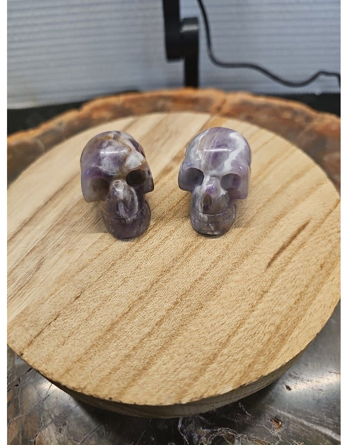 Load image into Gallery viewer, 1 Pair DREAM AMETHYST CRYSTAL SKULLS 93g BEAUTIFUL AMETHYST DISPLAY ☠️
