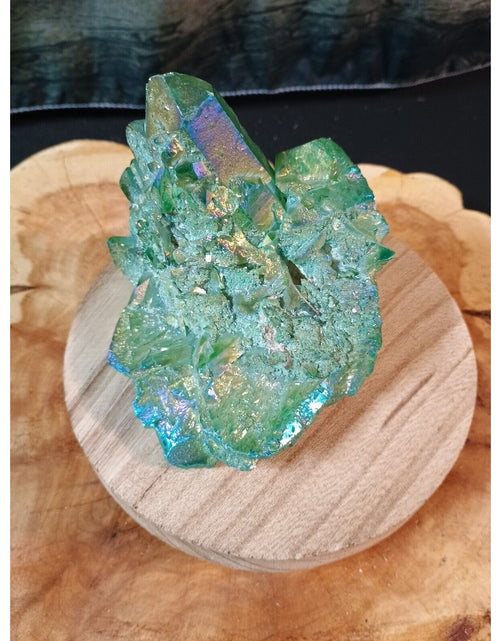 Load image into Gallery viewer, 1.20lbRainbow Aqua Aura Quartz Crystal Cluster Points Titanium Coating
