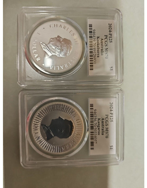 Load image into Gallery viewer, Ultra Breaks 2 coins Kookaburra &amp; Kangaroo MS70 9999 SILVER Pair
