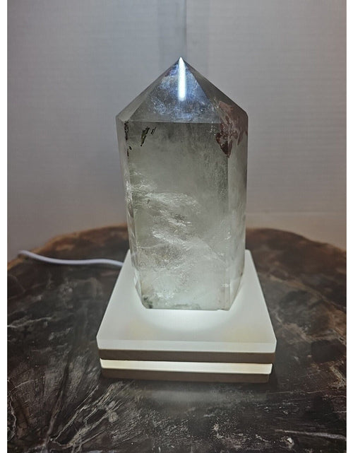 Load image into Gallery viewer, 1.73LB Natural Green Ghost Phantom Quartz Crystal Obelisk Wand Point Healing.
