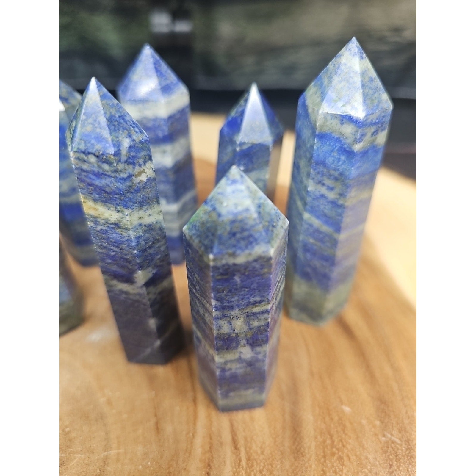 1 Each Natural Blue Lapis Lazuli & Pyrite Crystal Point Tower Brazil Rare