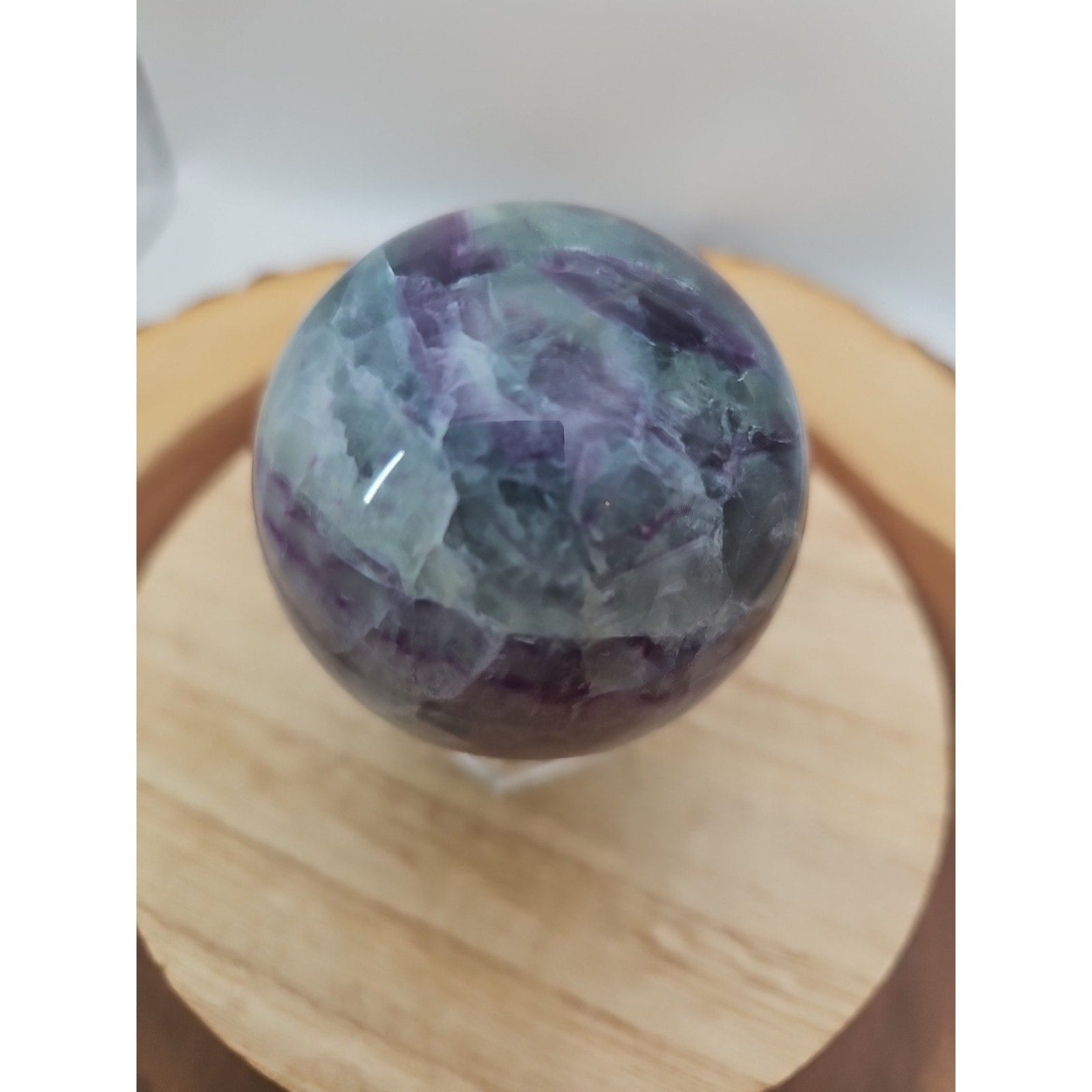 1.09lb Natural Rainbow Fluorite Quartz Crystal Sphere Ball Polished