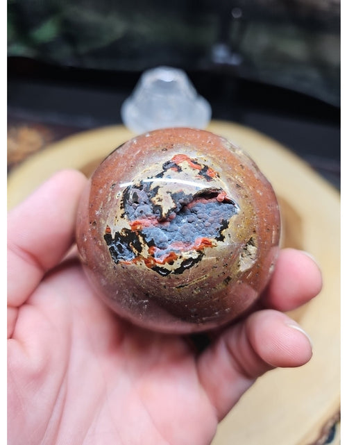 Load image into Gallery viewer, .68LB Natural Vesuvianite Agate Carnelian Crystal Geode Sphere Ball Healing
