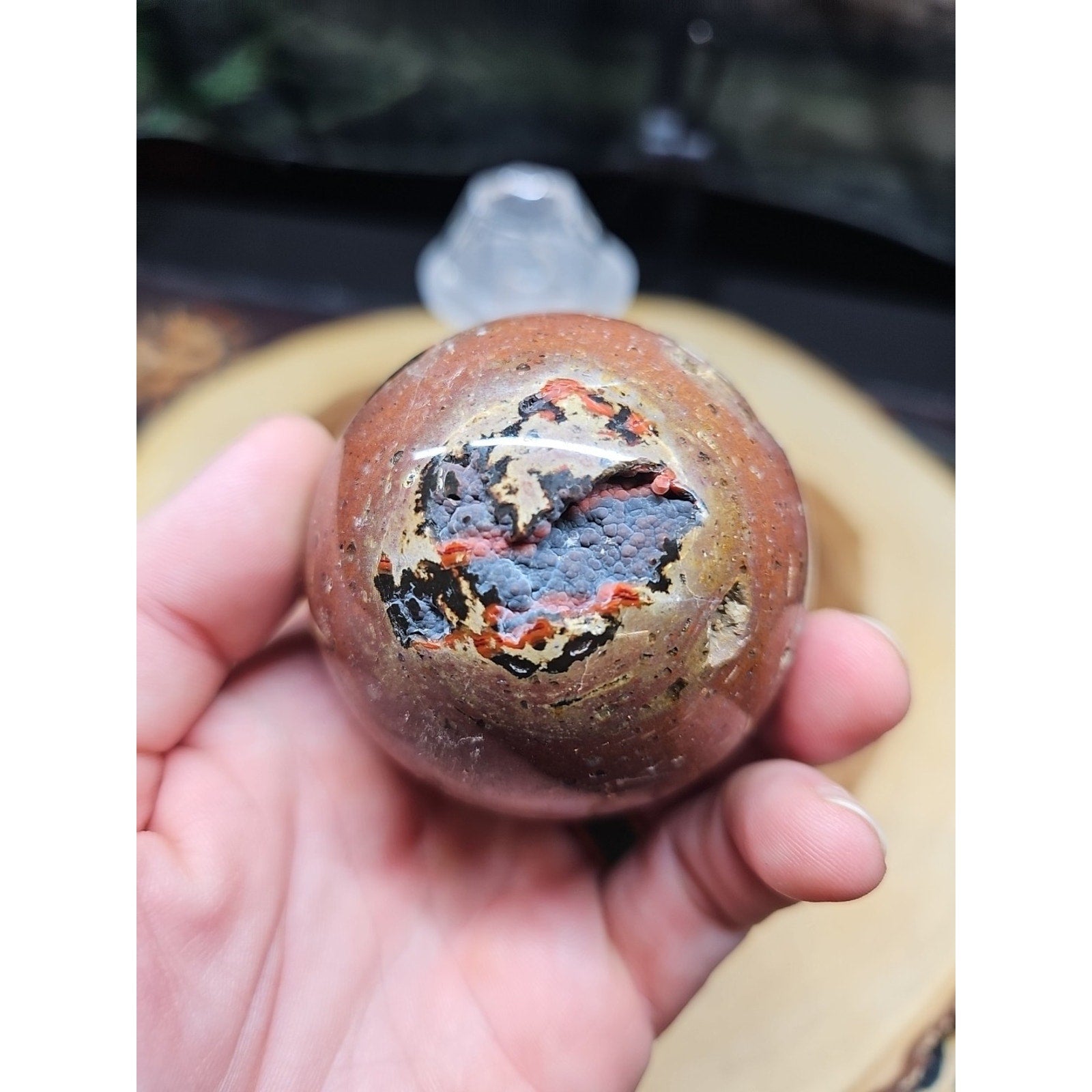 .68LB Natural Vesuvianite Agate Carnelian Crystal Geode Sphere Ball Healing