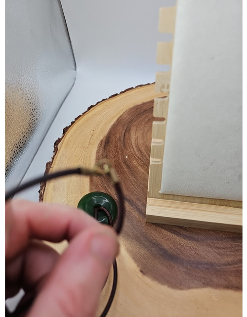 Load image into Gallery viewer, Green jade good luck pendant 16in Leather Cord
