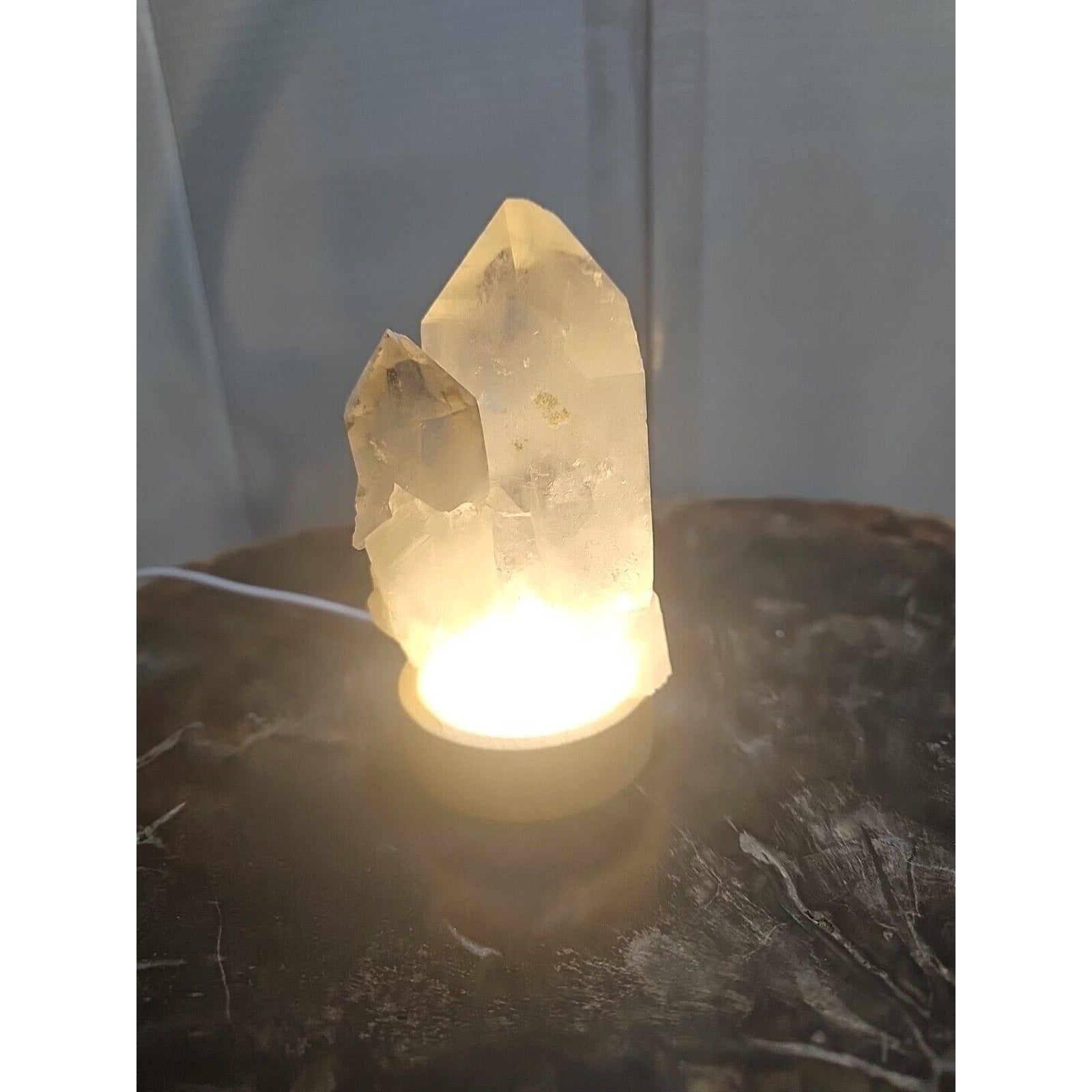 429g White Quartz Crystal Cluster W/ Led Light