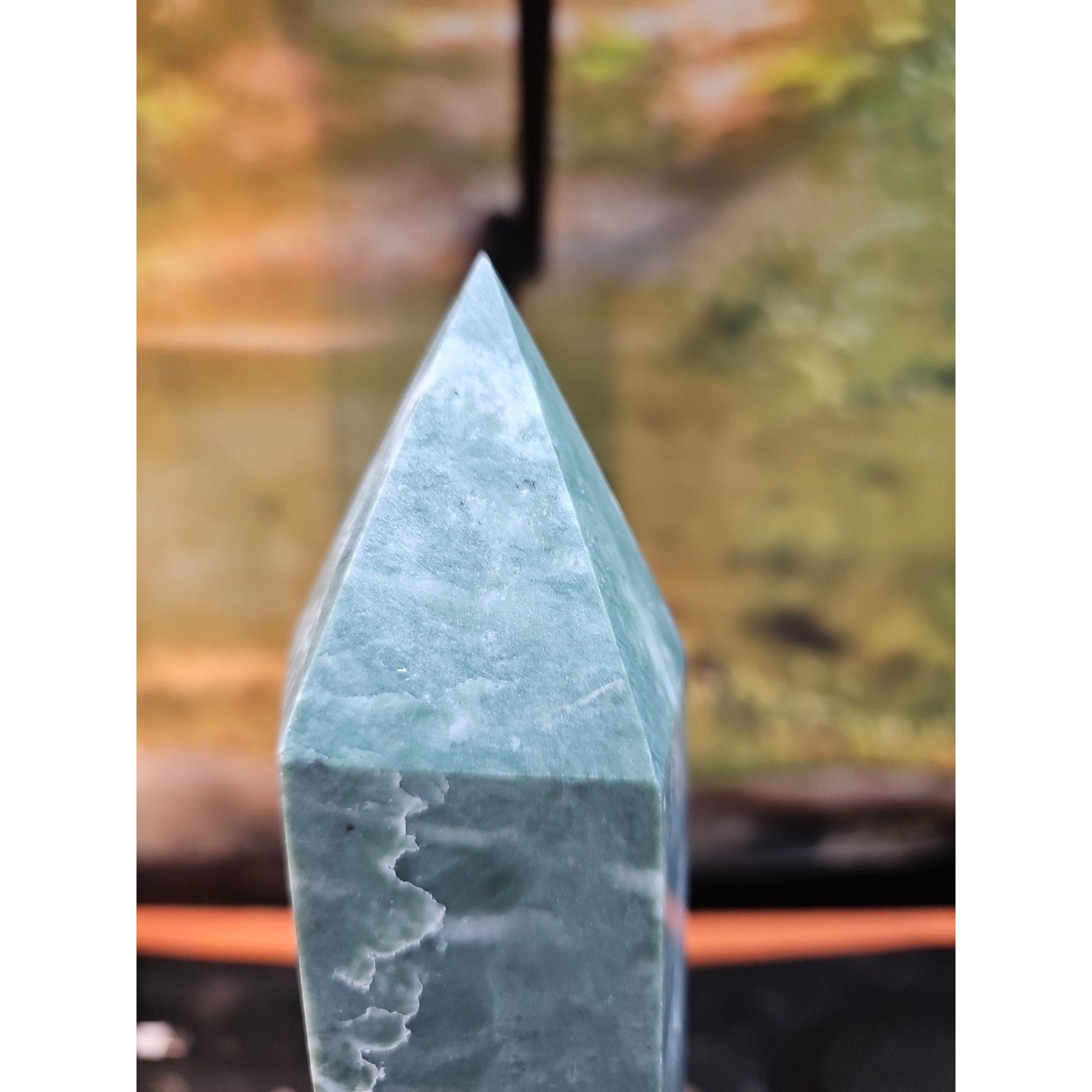 4.69lbs 12in Tall Green Jasper Crystal Point Tower Healing