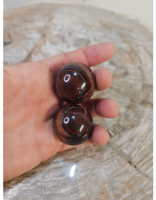 Load image into Gallery viewer, 2Pcs Natural Red Tiger Eye Quartz Crystal Sphere Ball Polished Healing 30-34mm
