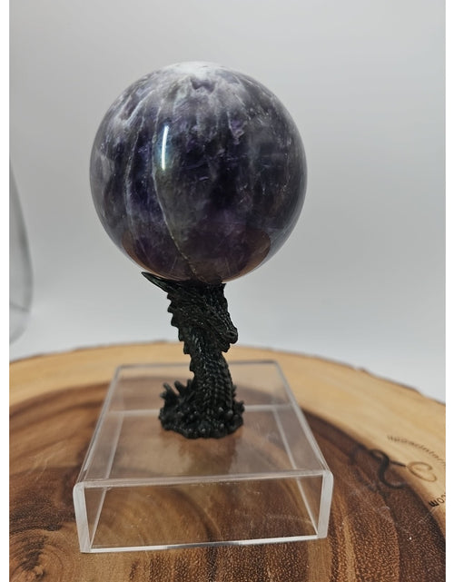 Load image into Gallery viewer, Amethyst Sphere .82lb 65mm W/Dragon Stand
