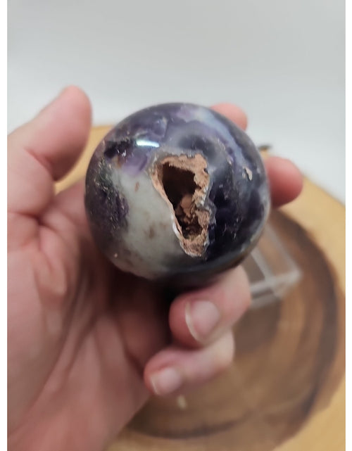 Load image into Gallery viewer, Rainbow Labradorite Sphere .45lb 53mm W/Dragon Stand
