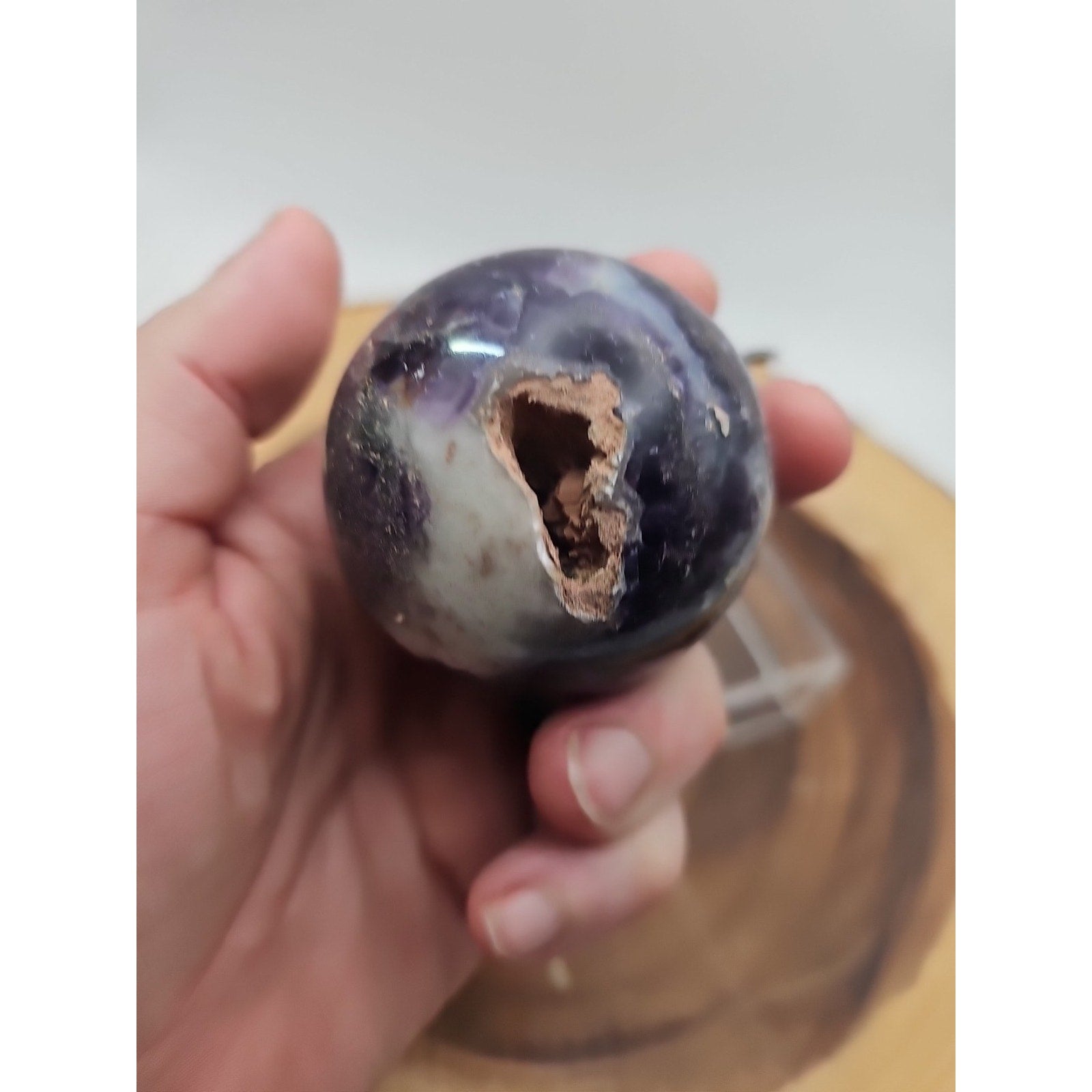 Rainbow Labradorite Sphere .45lb 53mm W/Dragon Stand