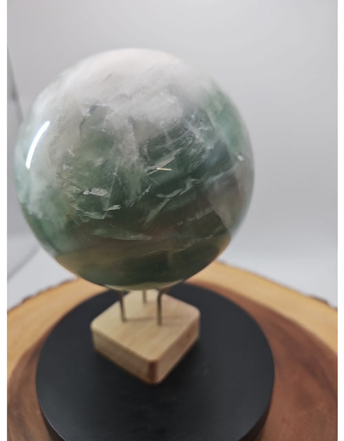 Load image into Gallery viewer, 5.43 Natural Green Fluorite Quartz Crystal Sphere Ball Polished Healing
