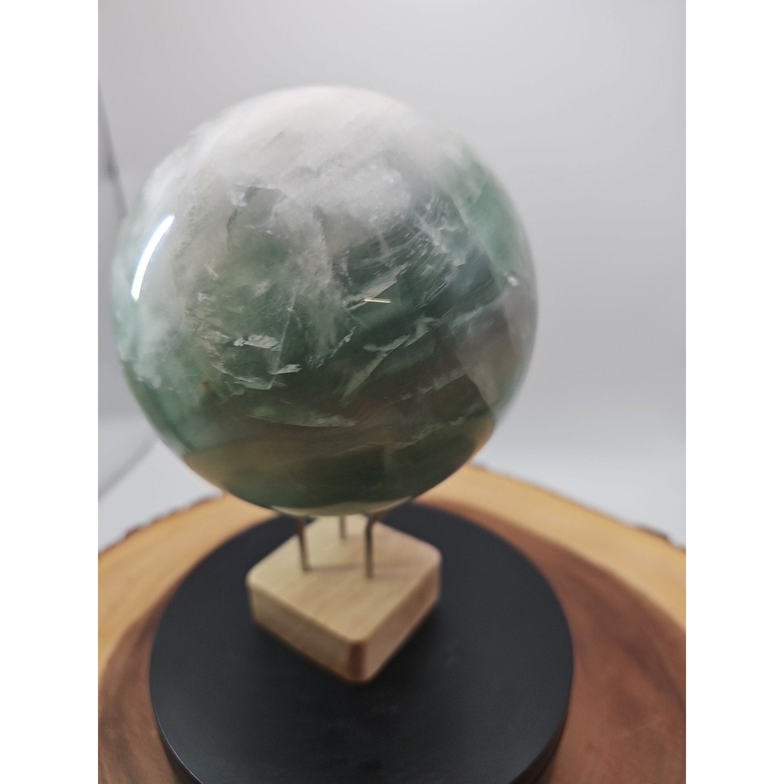 5.43 Natural Green Fluorite Quartz Crystal Sphere Ball Polished Healing