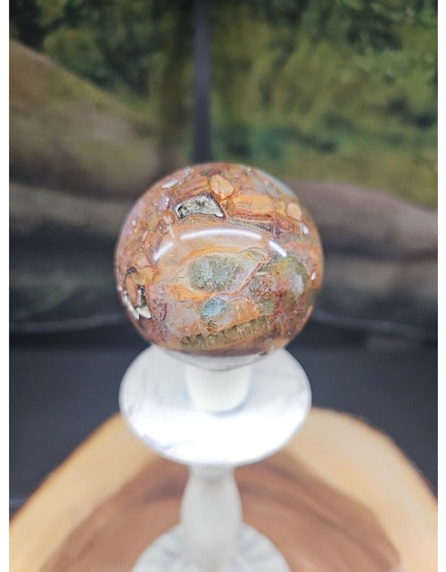 Load image into Gallery viewer, Ocean Jasper Agate Sphere 64mm W/Stand
