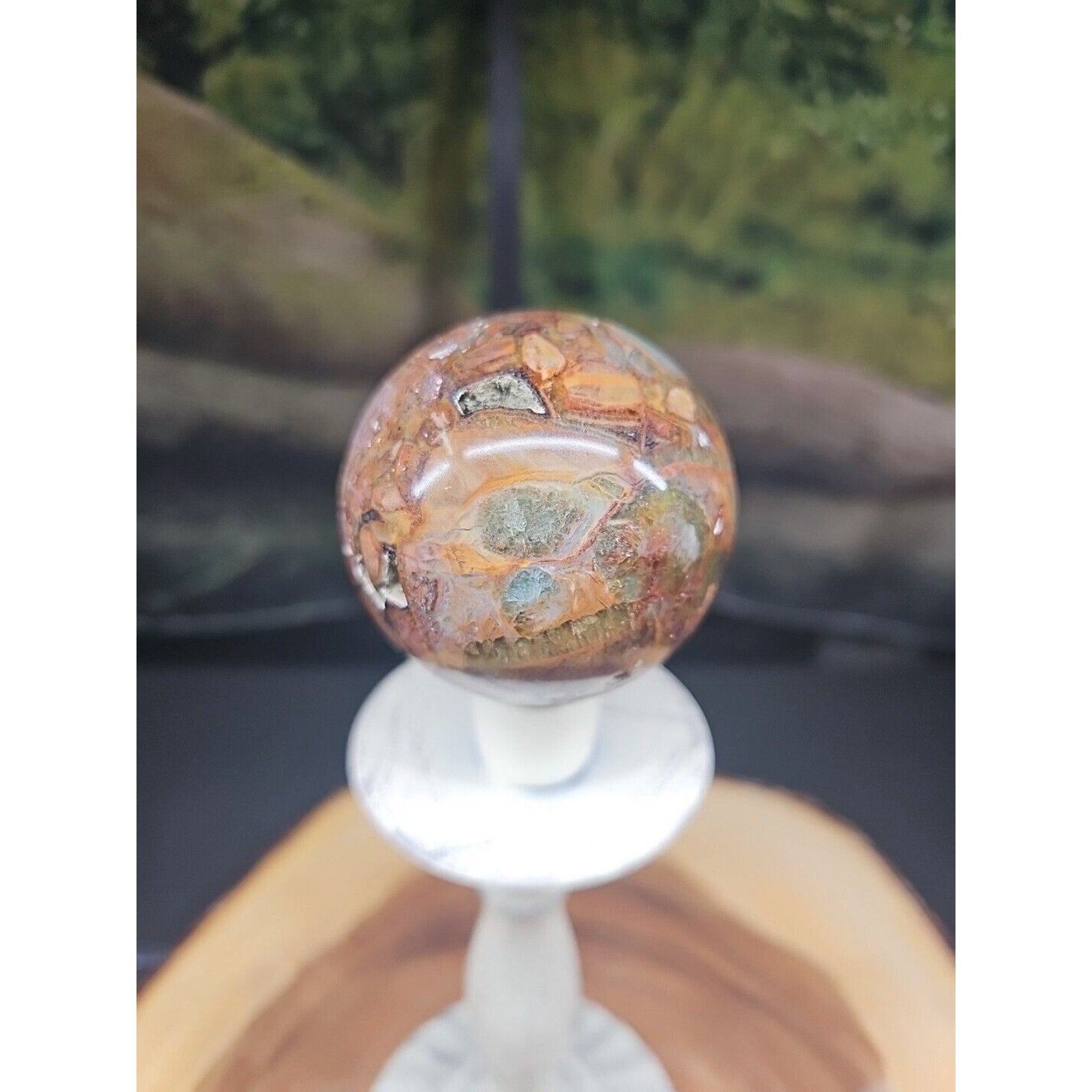 Ocean Jasper Agate Sphere 64mm W/Stand