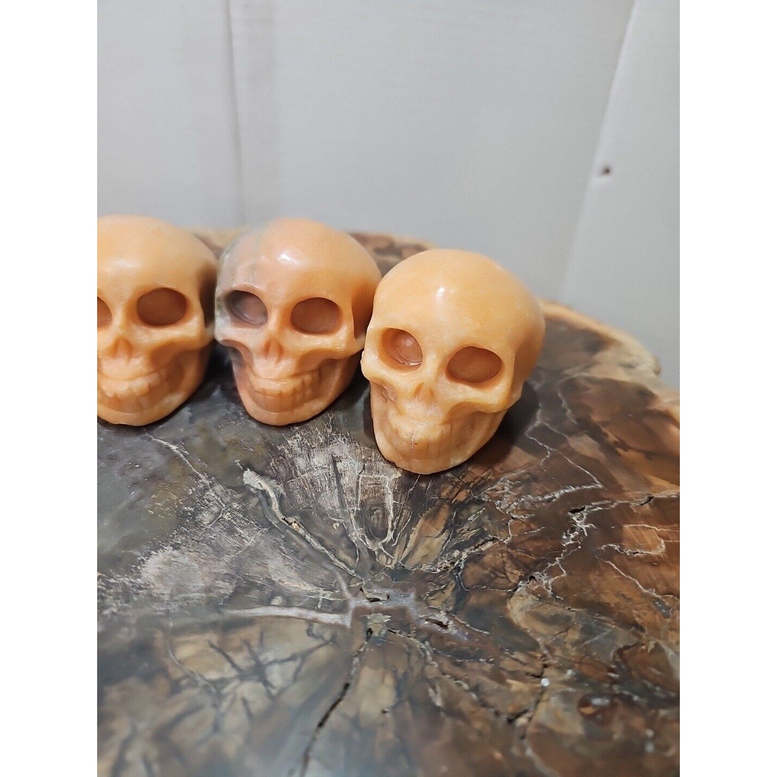 1Pcs Natural Sunstone Quartz Crystal Skull Carving Head Healing Brazil