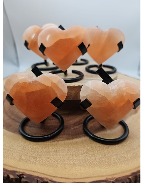 Load image into Gallery viewer, Peach Selenite Palm Stone W/stand 1each

