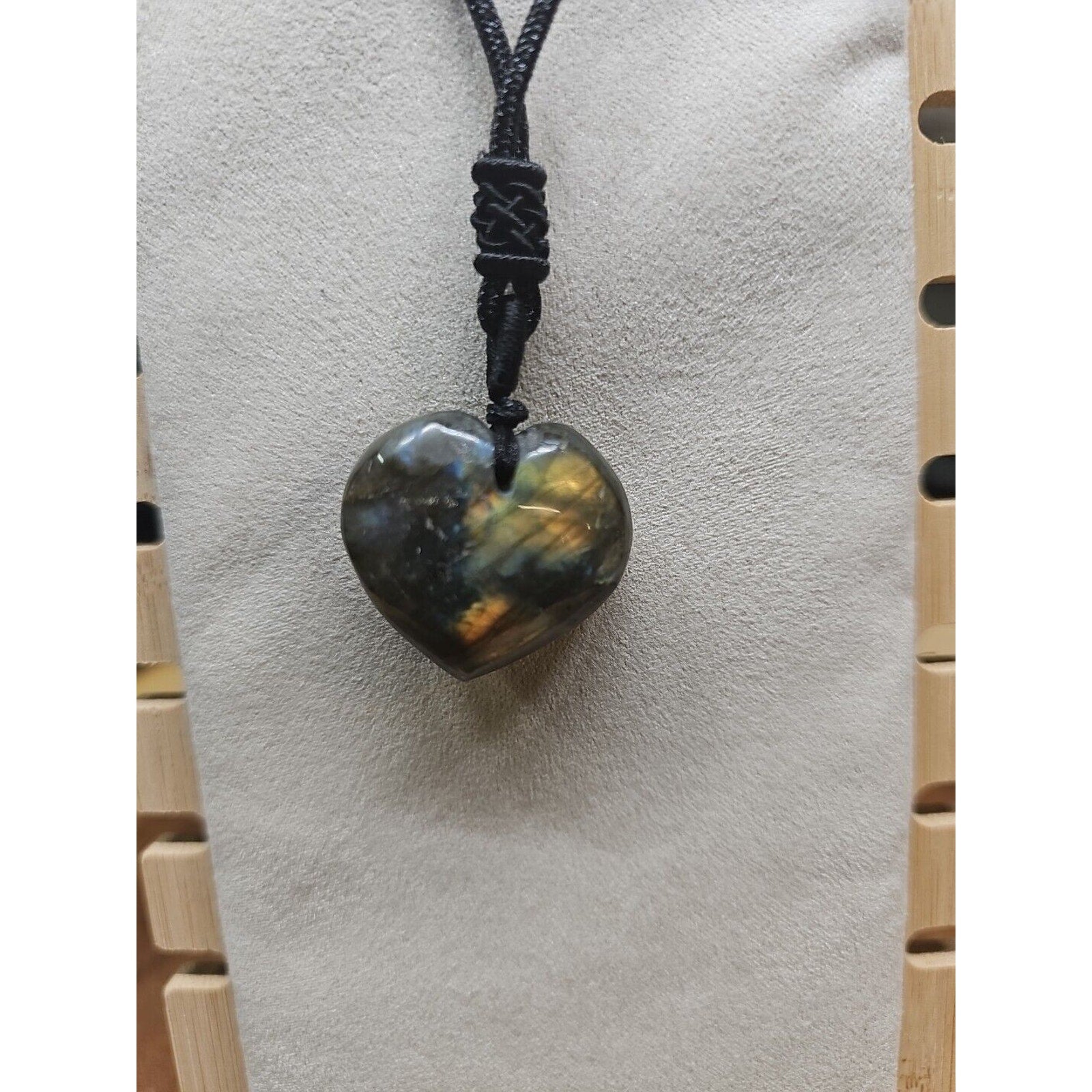 Labradorite Cord Necklace Healing/Protection Heart